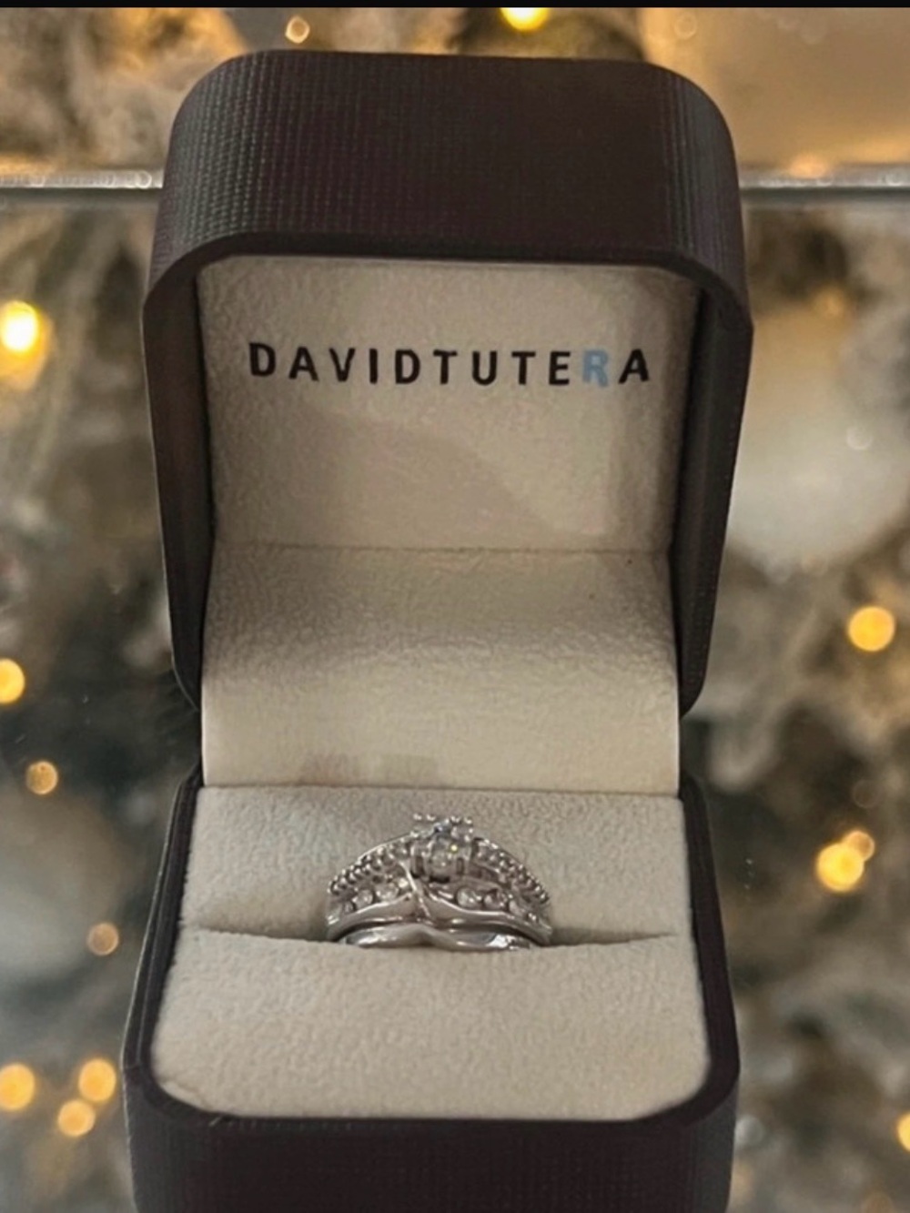 David Tutera Silver-Tone Diamond Accent Bridal Ring Set
